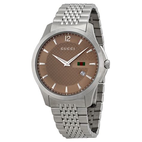 gucci g timeless brown dial stainless steel men's watch|Gucci 126.2 men's wrist watch.